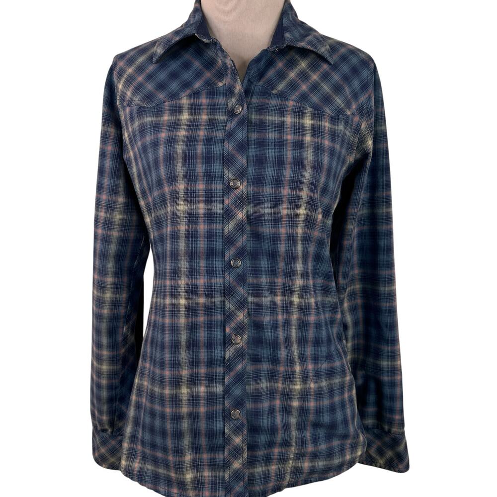 Club Ride Women's Blue Plaid Liv'n Flannel Snap Front Shirt Size XS